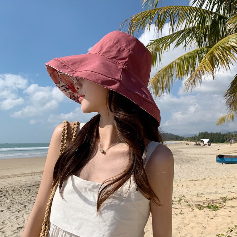 Wide Brim Sun Hat Reversible Floral Bucket UV Protection Foldable Travel Wide Brim Garden Hat Women Sunhat With Chinstrap and Bow  main image 4