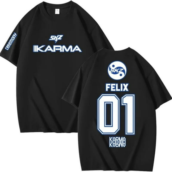 Stray Kids SKZ Karma Harajuku T-Shirt – Unisex Graphics Short Sleeve Hip Hop Tee, Streetwear Outfit for STAY Fan Support