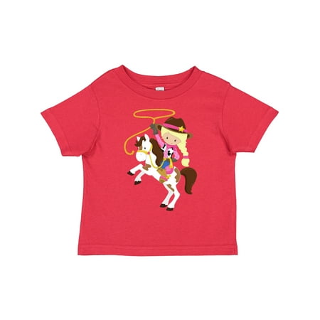 

Inktastic Cowgirl Sheriff Horse Lasso Blonde Hair Gift Toddler Toddler Girl T-Shirt