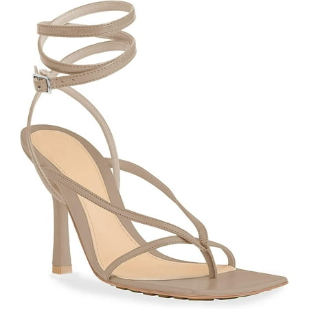 

Women s Lace Up Heeled Sandals Square Open Toe Stiletto Heels Flip Flops Ankle Strap Pumps