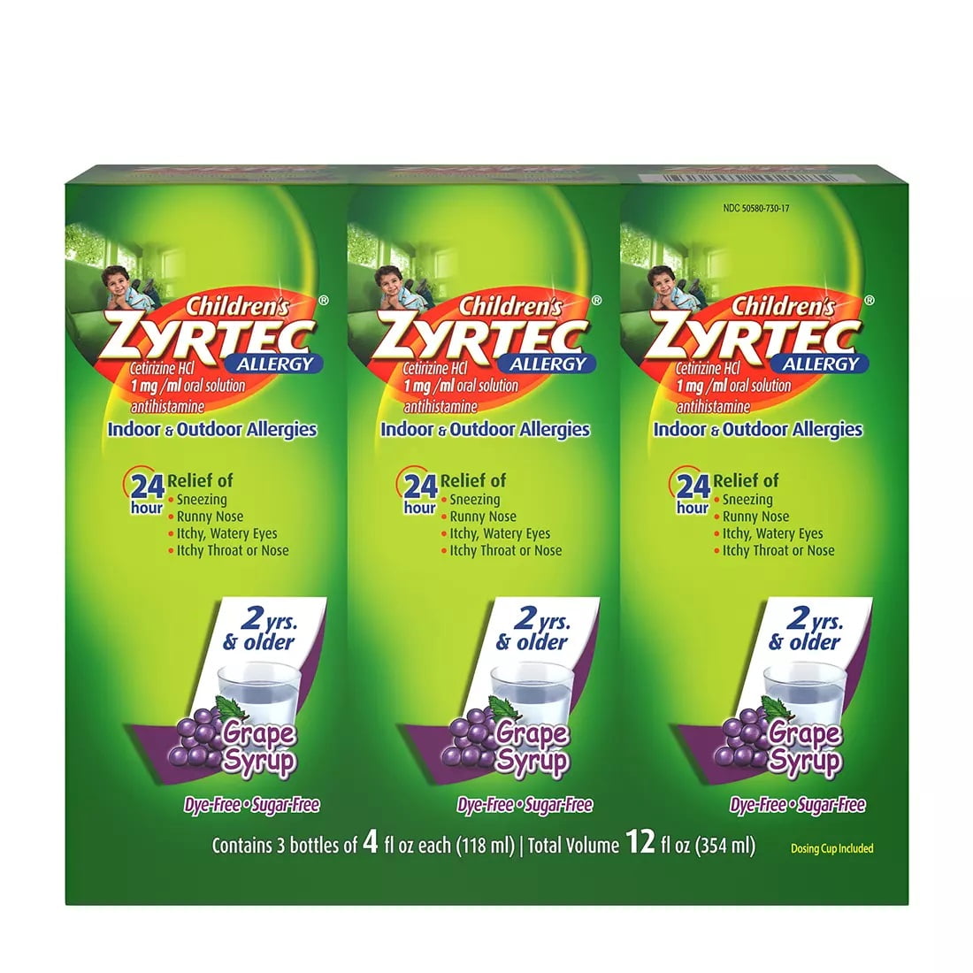 Zyrtec Children's Indoor and Outdoor Allergy Relief Syrup, 3 pk./4 fl. oz