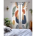 thumbnail image 3 of Boho Sheer Curtains 63 Inch Length 2 Panels Set for Living Room/Bedroom, Bohemia Middle Century Leaves Abstract Minimalist Beige Kitchen Curtains Grommet Curtains Window Treatments 42"x63"x2, 3 of 7
