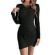 thumbnail image 3 of Vestido de Otoño para Mujer, Larga, Punto Acanalado, Informal, Ajustado, Ligero, Minivestido Tipo Suéter. Negro M, 3 of 10