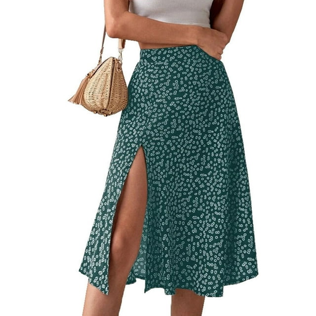 Falda de mujer, falda con estampado floral, falda de viaje dividida, falda de verano, salida de alta intensidad
