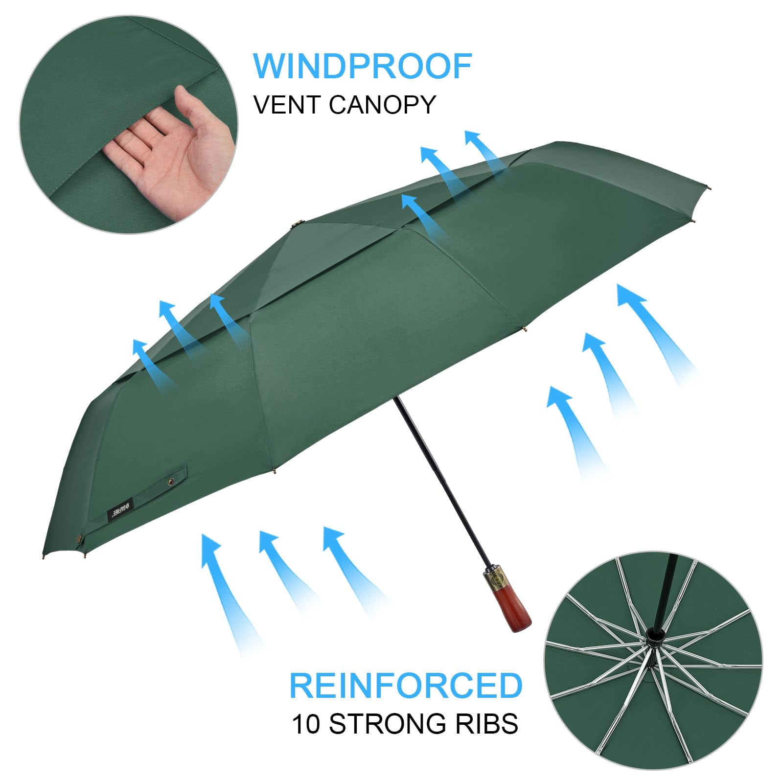 G4Free 54" Large Compact Windproof Golf Umbrella | Auto Open/Close Folding Travel | Reinforced 10-Frame Vented Double Canopy for Men & Women