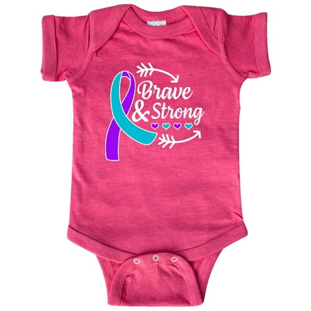 

Inktastic Suicide Prevention Awareness Brave and Strong with Arrows Gift Baby Boy or Baby Girl Bodysuit