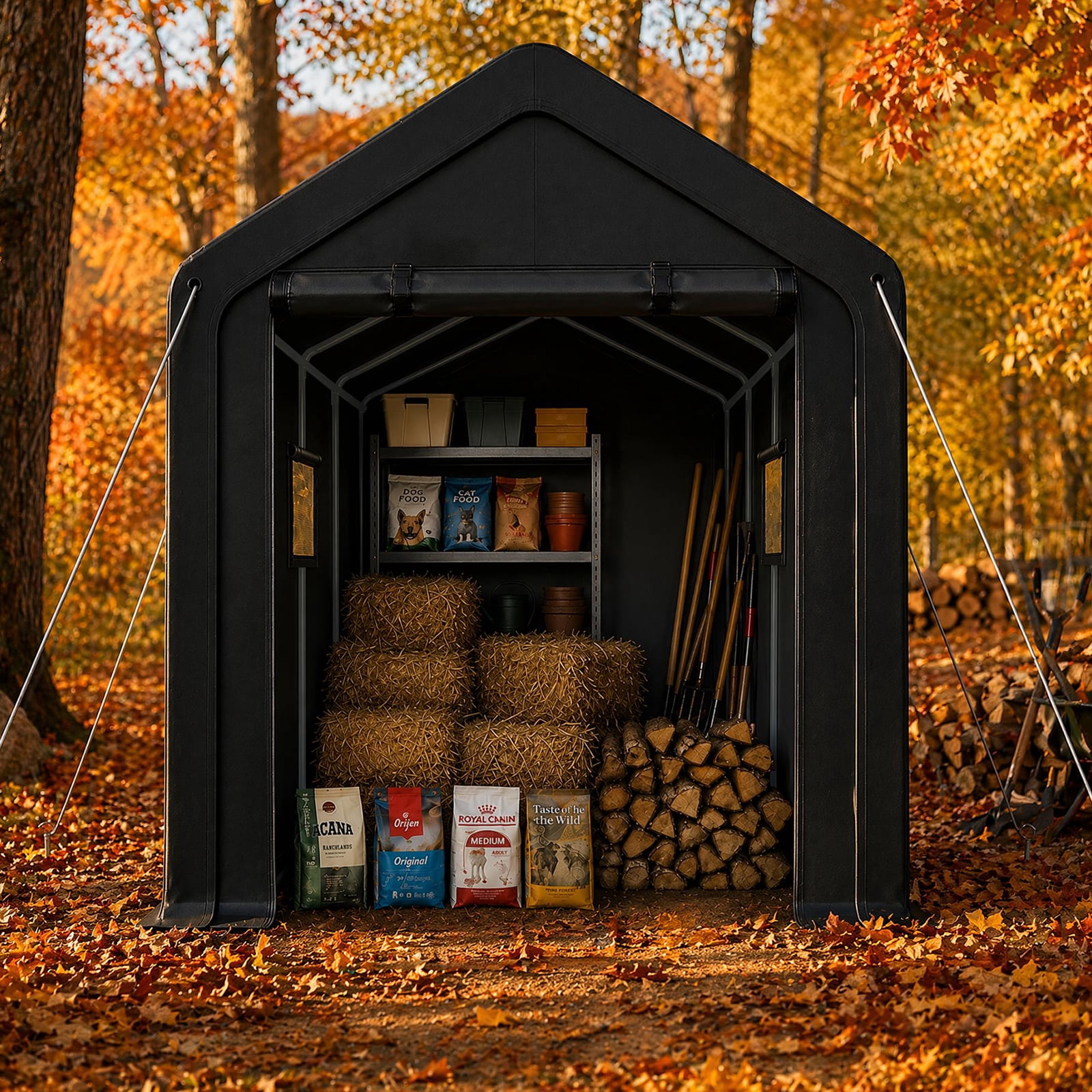 8x10 FT Storage Shed with 2 Roll-up Windows, Heavy Duty Bike Tent