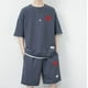 thumbnail image 5 of Conjunto deportivo informal para hombre, pantalones cortos de verano de manga corta a la moda, ropa de moda, camiseta de tela tipo gofre, conjunto holgado de dos piezas, 5 of 5
