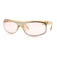 thumbnail image 5 of 90s Style Flat Top Half Rim Narrow Rectangle Wrap Sport Sunglasses Peach Silver - Peach, 5 of 8