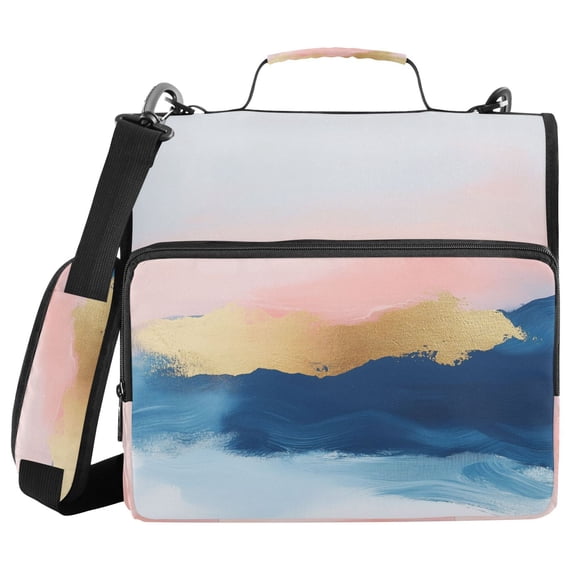 FORMRS Zipper Binder with Shoulder Strap 2-inch Ring 500 Sheet Capacity File Bag, Abstract Painting