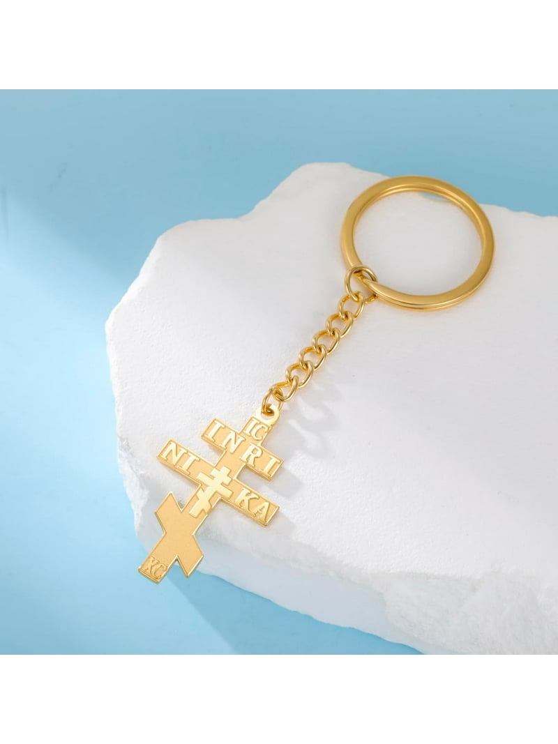Russian Orthodox Cross Keychain IC XC NIKA Eastern Cross Jesus
