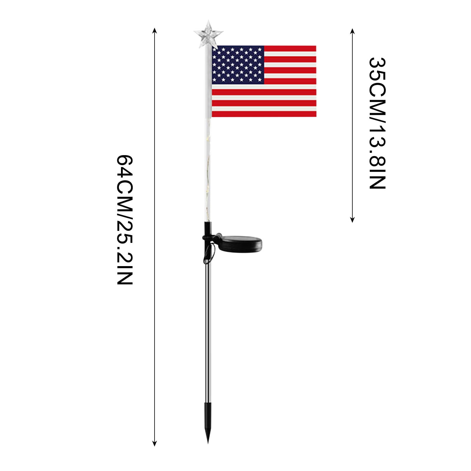 Matoen 2 Pack LED American Flags Solar Lights, Glowing Acrylic Solar American Flags Outdoor Waterproof, Red White Blue Lights, Long Lasting American Flags Solar Lights for Outside