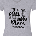 thumbnail image 4 of Inktastic Spring Break the Beach is My Happy Place Women's V-Neck T-Shirt, 4 of 5