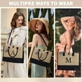 thumbnail image 6 of TINGN Initial Jute Tote Bag with Makeup Bag Beach Bag with Pockets Adjustable Strap Mothers Day Birthday Gifts for Her, 6 of 8