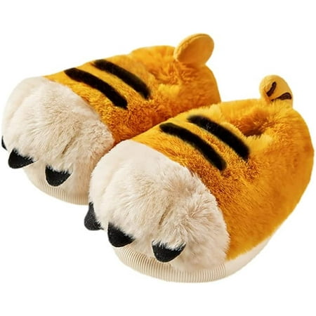 

PIKADINGNIS Soft Plush Animal Paws Fuzzy Slippers for Boys Girls Winter Warm Fun Cute Closed Toes Home Slippers