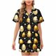thumbnail image 1 of Blusa de Manga Corta Casual Turndown Botón Impresión Y Pantalones Cortos para las Mujeres, Verano Conjunto Corto para el Uso Diario Al Aire Libre, 1 of 6