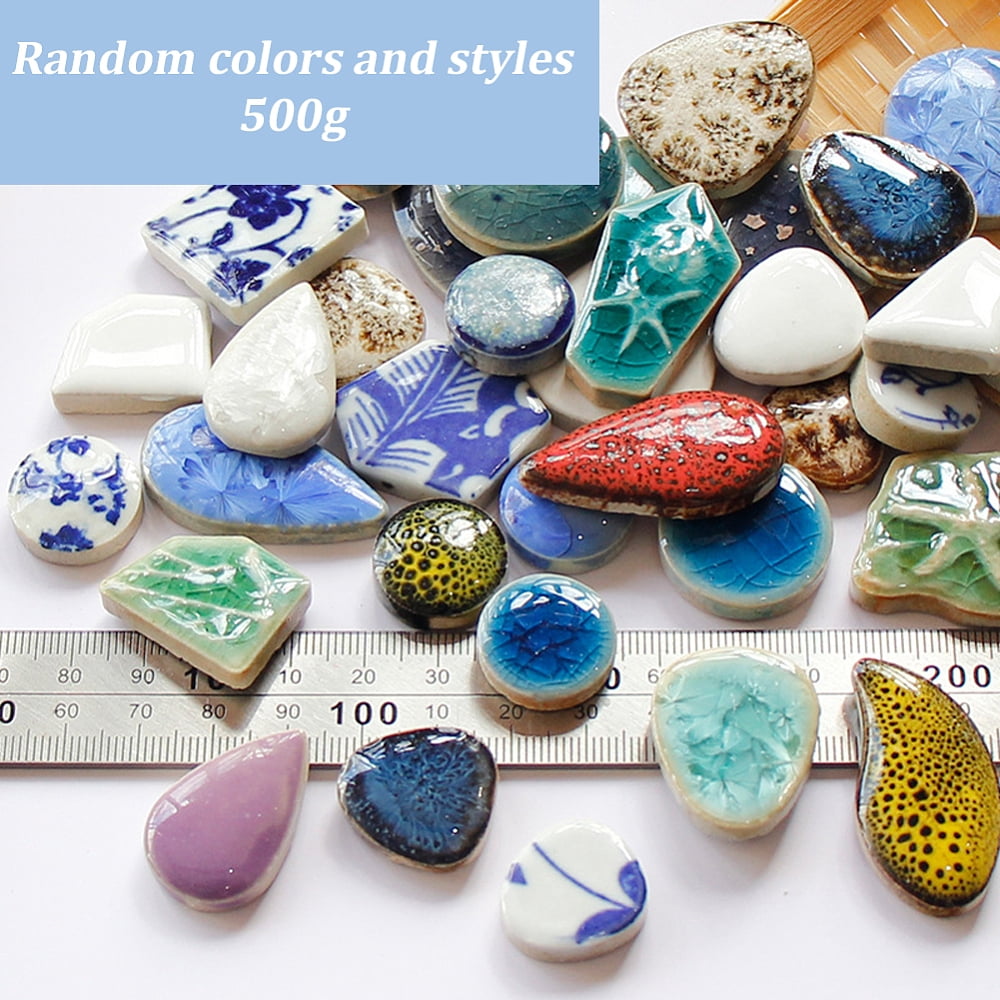 500G Handmade Porcelain Cabochons Mosaic Tiles Mixed Color Mixed Shapes 19~37.5x19~33.5x5.5~8mm