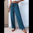 thumbnail image 4 of Pantalones Palazzo de para Mujer, Elegantes, de Verano, de Pierna , Holgados, Estilo Bohemio, de , para Playa, con Bolsillos. Azul Neblina M, 4 of 10