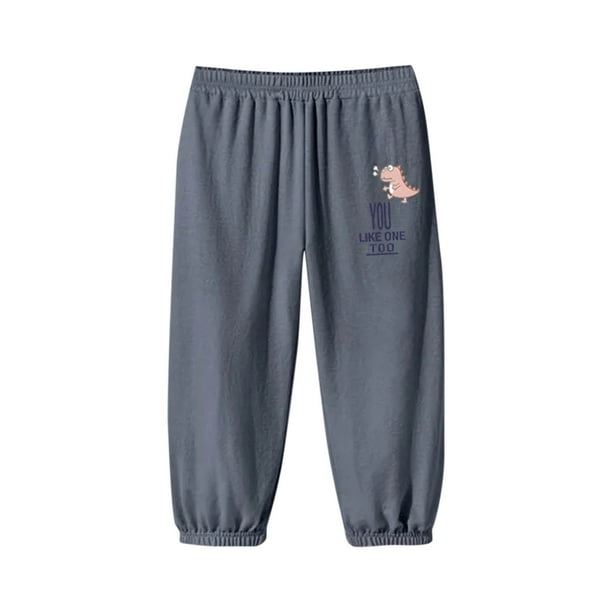 Odeerbi 2-12 Años Niños Niñas Pantalones de Chándal de Algodón Dinosaur Print Workout Athletic Sports Jogger Pantalones Verano Color Sólido Casual Joggers