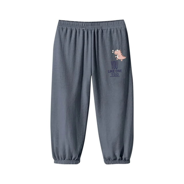 Odeerbi 2-12 Años Niños Niñas Pantalones de Chándal de Algodón Dinosaur Print Workout Athletic Sports Jogger Pantalones Verano Color Sólido Casual Joggers