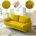thumbnail image 3 of Mid Century Modern Velvet Loveseat Sofa, Stylish 2-Seater Comfy Couch for Small Apartments (Yellow, 66.9 Inch), 3 of 6