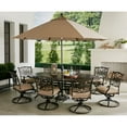 thumbnail image 3 of Hanover Traditions 9-Piece Aluminum Outdoor Dining Set with Umbrella, Tan, 3 of 10