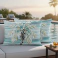 thumbnail image 4 of Teal Palm Tree Outdoor Waterproof Pillow Covers, Seaside Coastal Tree Tropical Botanical Decorative Rectangle Throw Pillowcase Sofa Cushion Sham for Patio/Couch/Chair, 20"x12" 2 Pack, 4 of 8