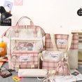 thumbnail image 2 of Mochilas Bolso 5 uds mochilas Kawaii para niñas estilo preppy a cuadros mochila grande estuche para lápices, 2 of 8
