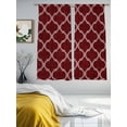 thumbnail image 3 of Deep Red Morocco Sheer Curtains 63 Inch Length 2 Panels for Living Room, Retro Farmhouse Quatrefoil Plaid Voile Kitchen Curtain Set, Luxury Privacy Drapes Window Treatment for Bedroom, 3 of 7
