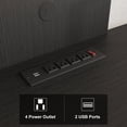 thumbnail image 2 of 65-pulgada mesa de tv: entertainment center con power outlet y cable management, negra TV y media consola para sala de estar, 2 of 10