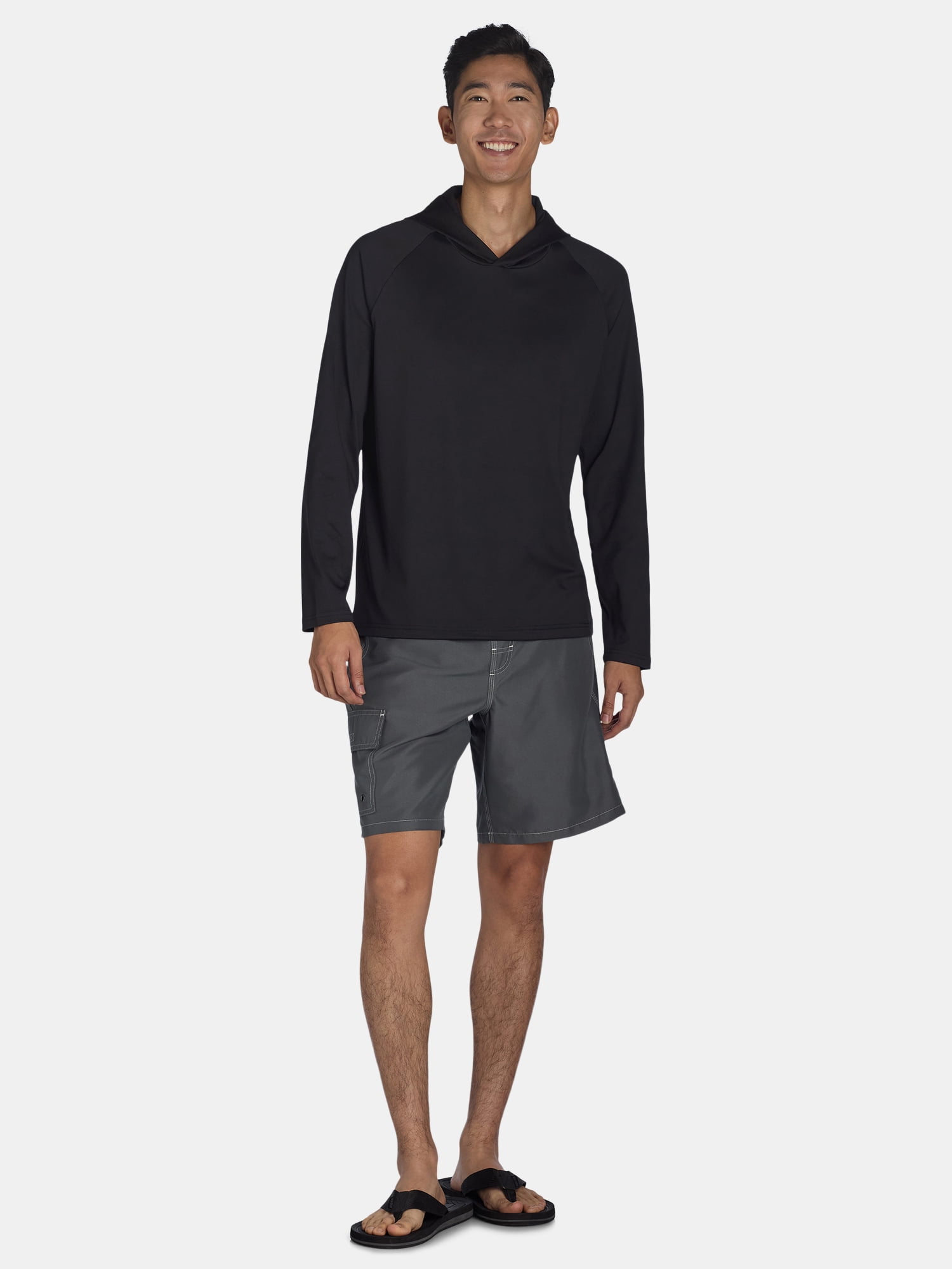 George Men's and Big Men's Hooded Sun Shirt with Long Sleeves, UPF 50+, Sizes S-3XL