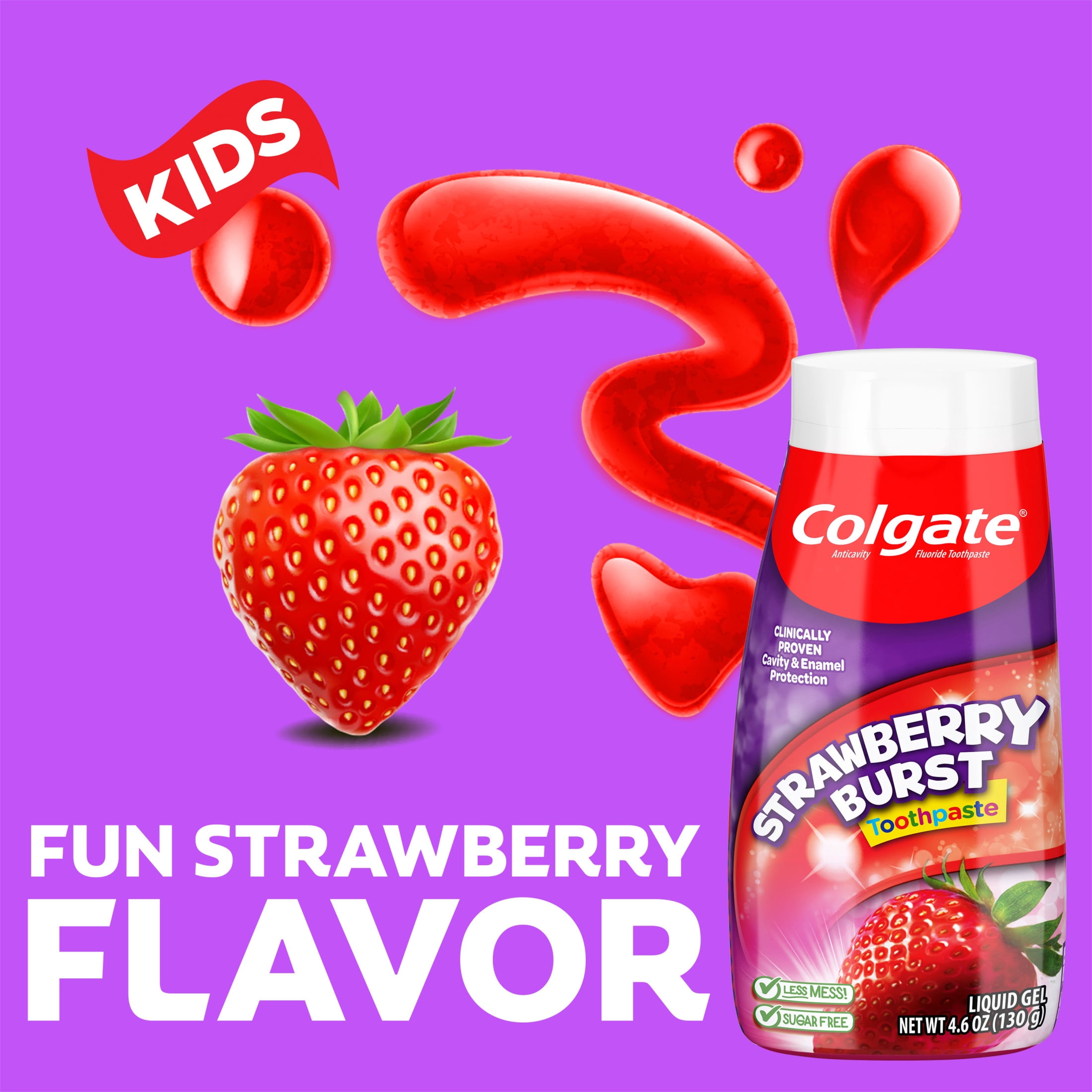 (2 pack) Colgate Kids Fluoride Toothpaste, Strawberry Burst, 4.6 oz