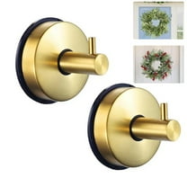 Bxaolu Suction Cup Wreath Hanger, Suction Cup Hooks Hanging 15 Lbs, Waterproof Suction Cup Wreath Holder for Windows, Shower, Wreaths，Smooth Doors (2, Gold)