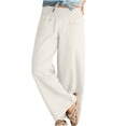 thumbnail image 1 of Women Wide Leg Pants Elastic Waisted Casual Linen Pants with Pockets Loose, 1 of 7