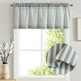 thumbnail image 2 of Curtainking Rod Pocket Kitchen Valance Stripe Pattern Farmhouse Window Valance 50x16 inch for Kitchen 1 Panel Blue, 2 of 9