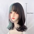 thumbnail image 5 of Women's long wavy synthetic wig, black-brown with pink/blue/green highlights - naturally thick, voluminous, and layered, suitable for everyday wear, parties, and cosplay - comfortable rose mesh cap t, 5 of 7
