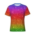 thumbnail image 4 of Vsdgher Rainbow Glitter Print Men's Dry Fit Mesh Athletic Shirts Moisture Wicking Tennis T-Shirt Tops, 4 of 9