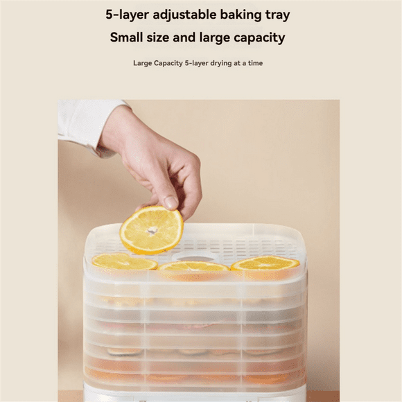 5 Layer Smart Electric Food Dryer Timing Function Fruit Vegetable Dehydrator Machine for Dry Beef Jerky A US Plug