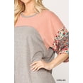 thumbnail image 4 of Colorblock Knit And Floral Print Mixed Top With Dolman Sleeve, 4 of 5