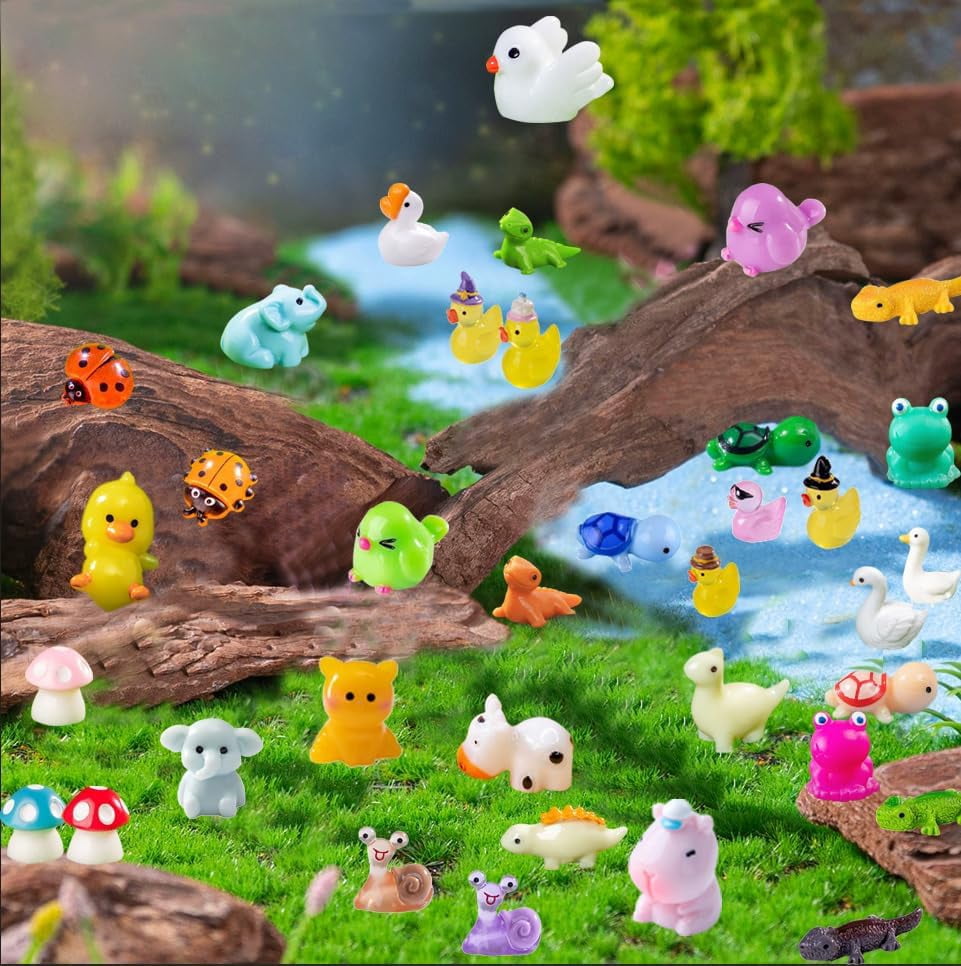 RibRave 200 Pcs Mini Resin Animals - Miniature Animal Figurines Mini Animals to Hide Little Tiny Animal Figures Bulk for Fairy Garden Micro Landscape Decor Dollhouse Crafts Accessories