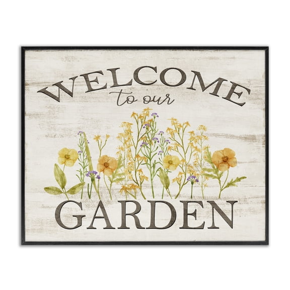 Stupell Industries Cottage Welcome To Our Garden Black Framed Giclee Art, 14 x 11, by Kim Allen