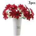 thumbnail image 2 of 3PCS Christmas Artificial Flower Poinsettia Fake Flower Branch for Home Decor, 2 of 10