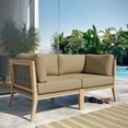 thumbnail image 2 of Lounge Loveseat Sofa, Brown Natural, Teak Wood, Outdoor Patio Balcony Cafe Bistro Garden Hospitality Restaurant, Modern Contemporary HB34445, 2 of 8