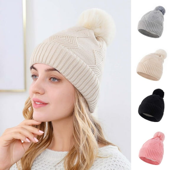 Knit Beanie Hats for Women Men Fleece Lined Ski Skull Cap Slouchy Winter Hat