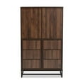 thumbnail image 3 of Baxton Studio Armoire de Rangement en Bois Fini Brun et Métal Fini Noir, 3 of 9