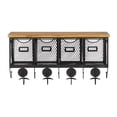 thumbnail image 4 of Wall Organizer with 4 Metal Baskets and Wood Top Hooks for Entryway Storage, 4 of 10