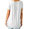 thumbnail image 3 of Liher T-shirt for Women Dressy Tops V Neck Short Sleeve Zipper Front Blouse White Summer Tee Shirts Clothes Size XL, 3 of 3