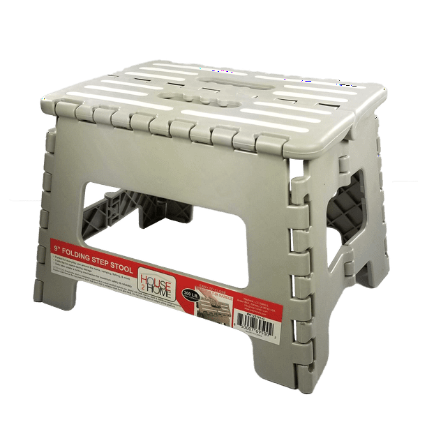 House 2 Home 9" Plastic 1 Step Folding Step Stool Light Gray and White