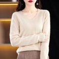 thumbnail image 5 of Pullover Sweaters For Women V Neck Soft Lightweight Loungewear Breathable Loose Fit Long Sleeve Travel Sweater Tops for Fall and Winter, Cozy and Practical, Ideal for Travel and Home,Beige,Size L, 5 of 5