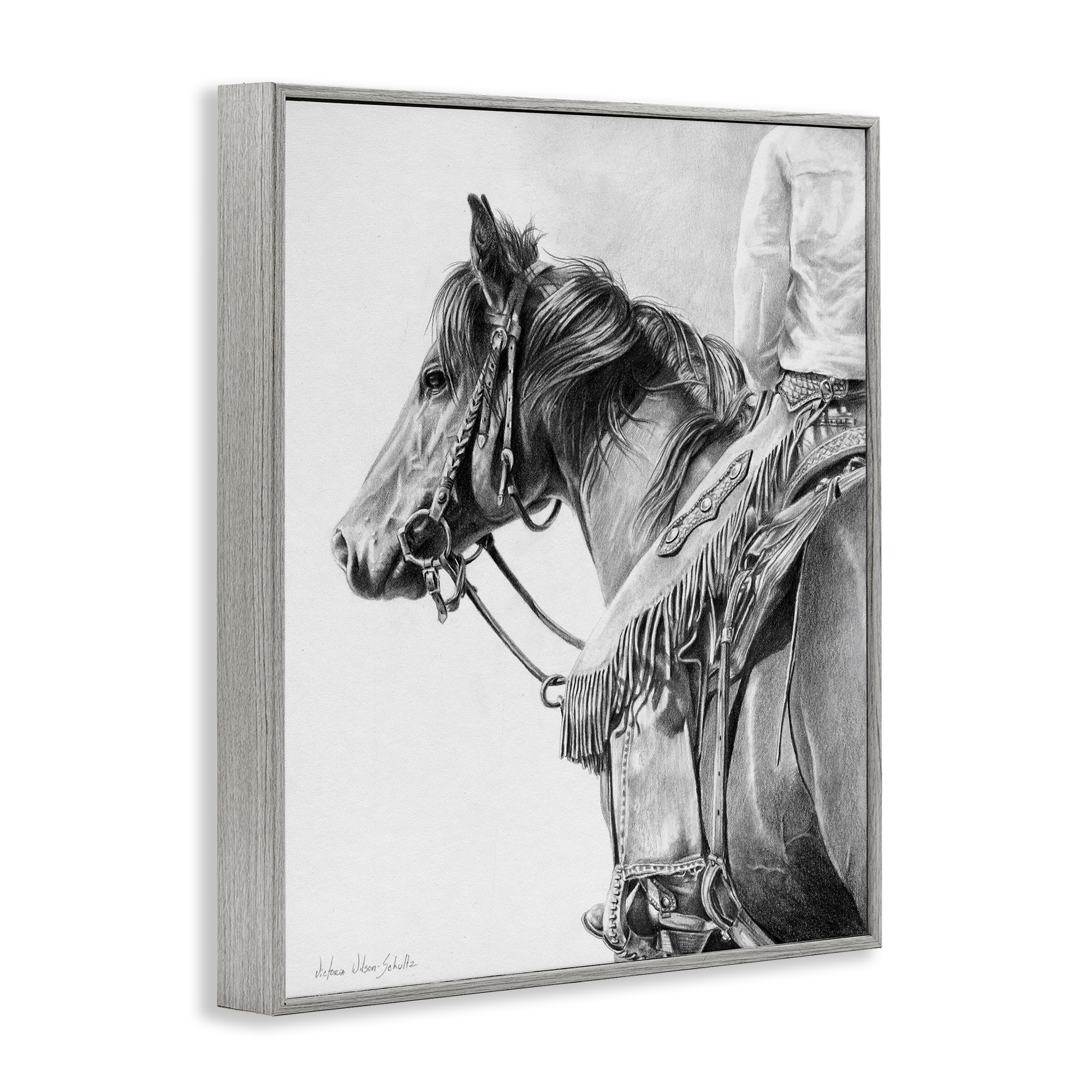 Stupell Industries Detailed Stallion & Cowboy Animals & Insects Drawing Gray Framed Art Print Wall Art, 24 x 30